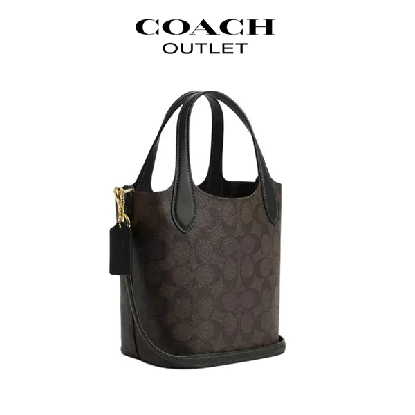 COACH HANNA 17 帆布皮革手提包