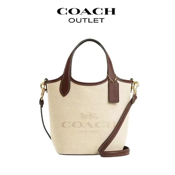 COACH HANNA 17 帆布皮革手提包