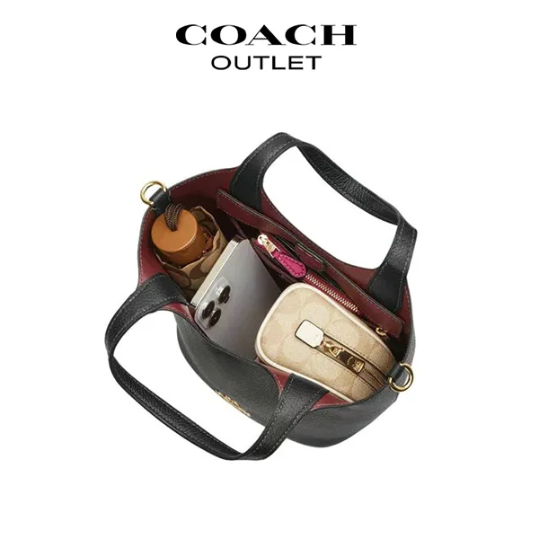 COACH HANNA 17 帆布皮革手提包