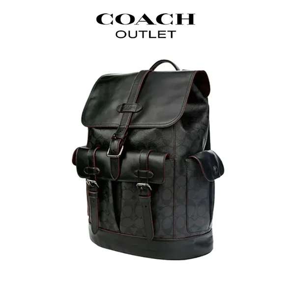 COACH HUDSON 經典 SIGNATURE 緹花後背包