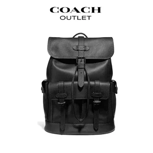 COACH Hudson 荔枝紋皮革翻蓋後背包