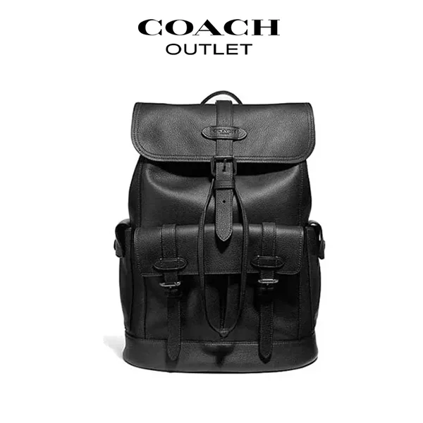 COACH Hudson 荔枝紋皮革翻蓋後背包