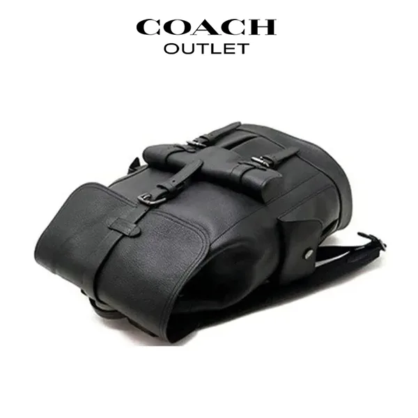 COACH Hudson 荔枝紋皮革翻蓋後背包