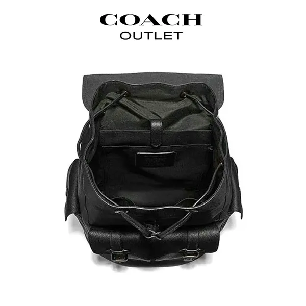COACH Hudson 荔枝紋皮革翻蓋後背包