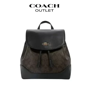 COACH 新款女士翻蓋抽繩雙肩包