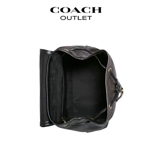 COACH 新款女士翻蓋抽繩雙肩包
